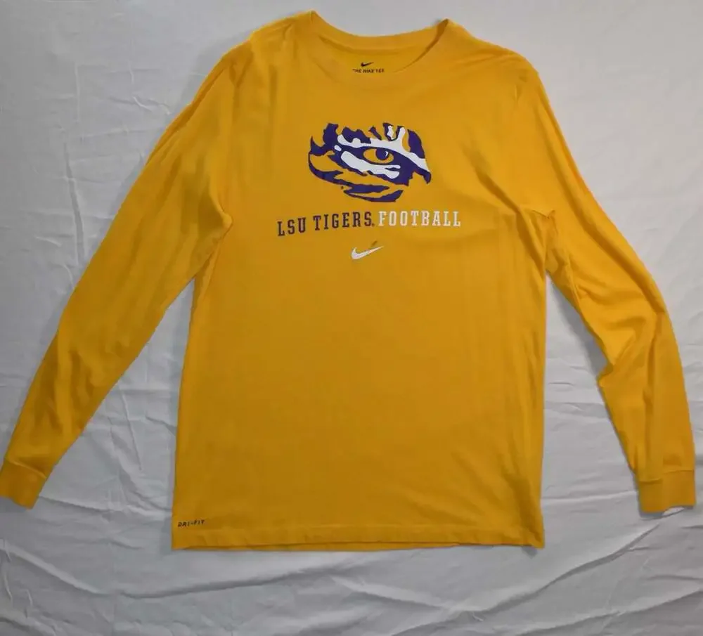 Nike LSU Tigers Dri-FIT Long Sleeve Gold T-Shirt Size L (1041)
